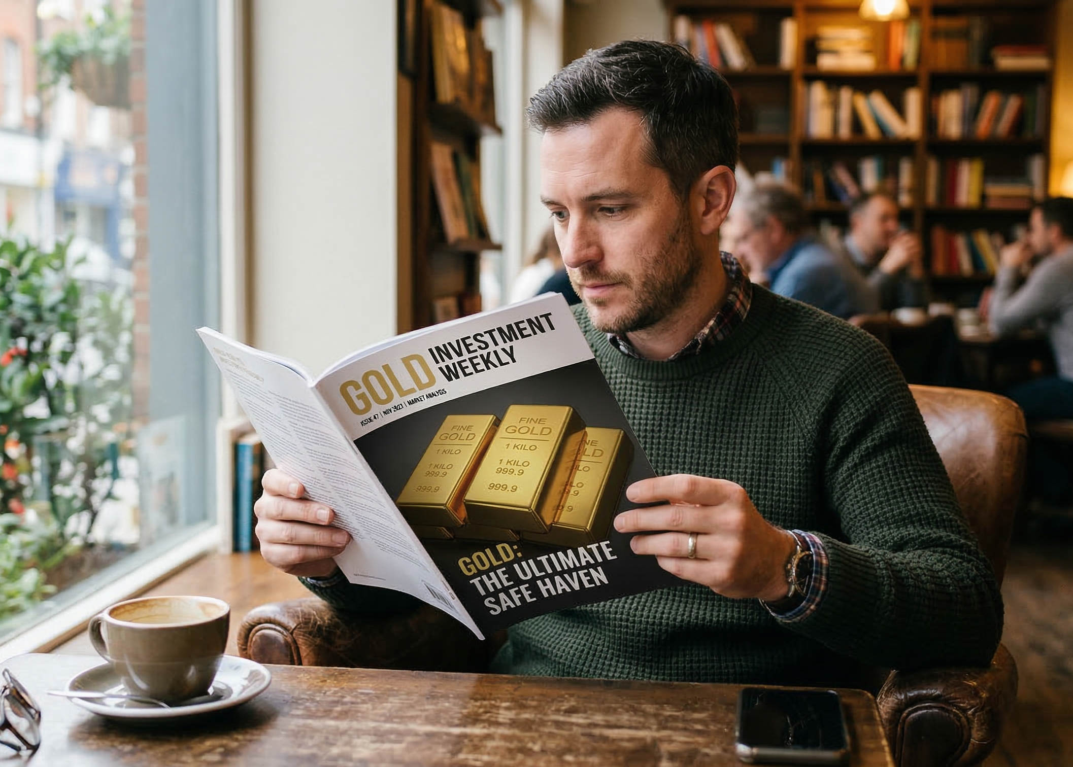 Man reading precious metals investment guide